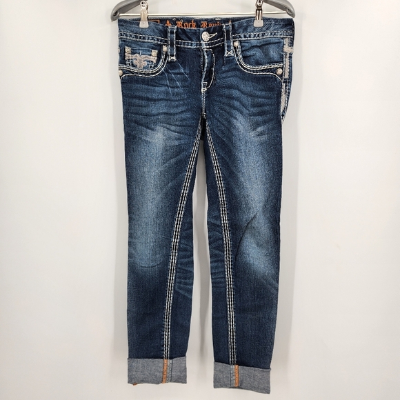 Rock Revival Hana Skinny Jean Womens Size 27 Embellished Embroidered Bling - Picture 1 of 10